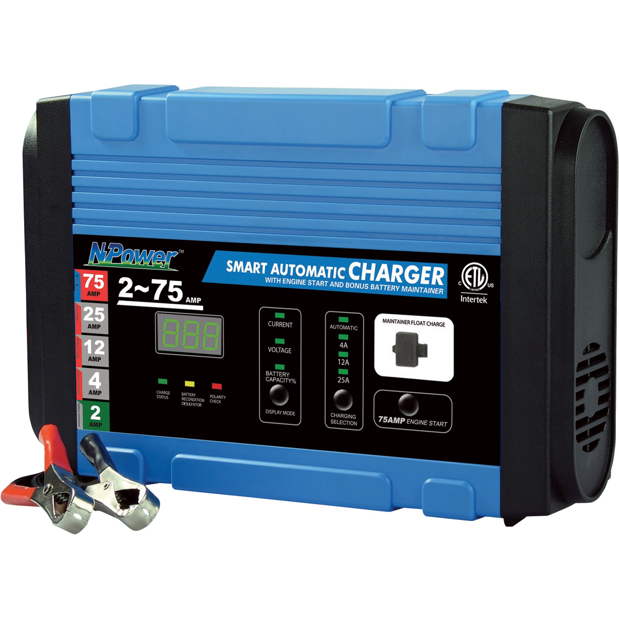 NPower Automatic 4/12/25 Amp Battery Charger/Maintainer/Jumpstarter